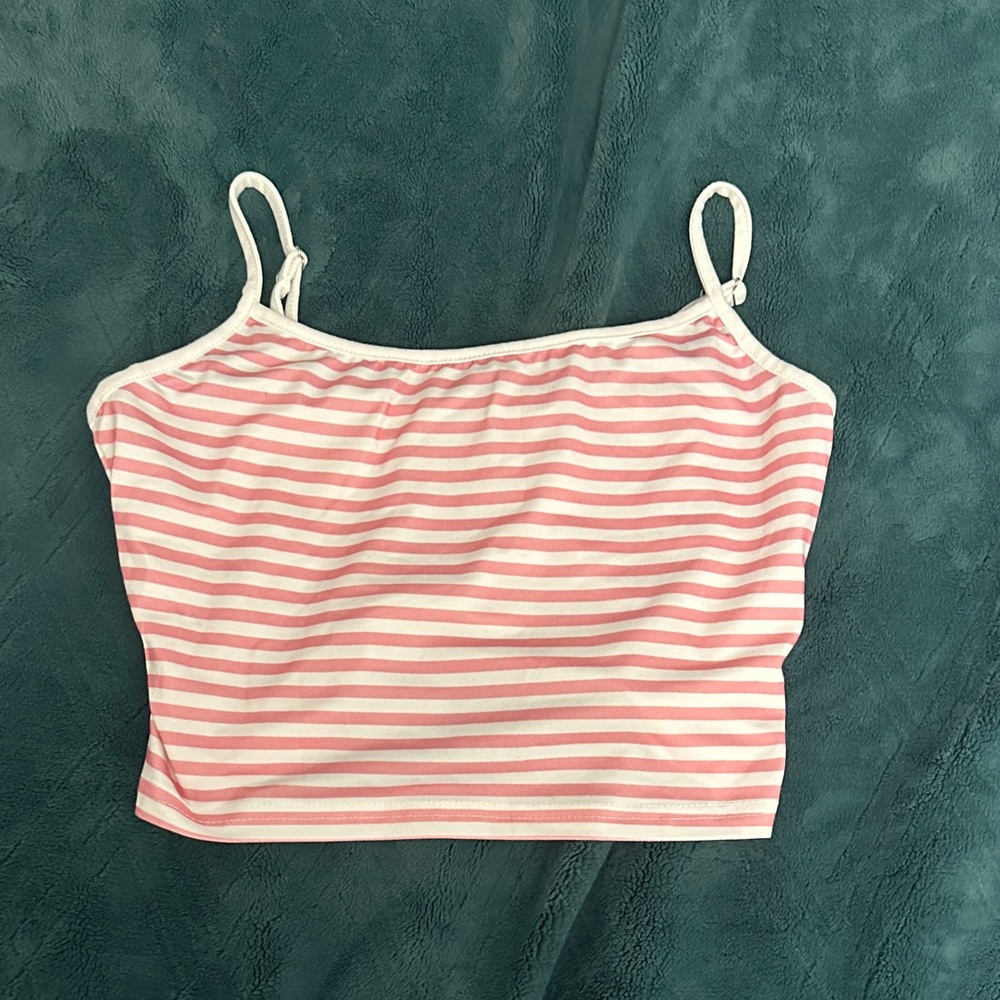 Pink and White Striped Tank Top